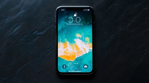 iPhone Lock Screen with Stunning Coastal Waves.