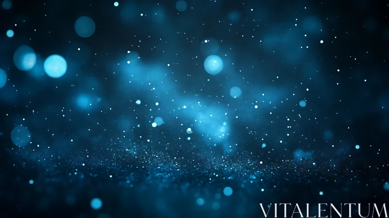 Blue bokeh dust field with floating particle glow.