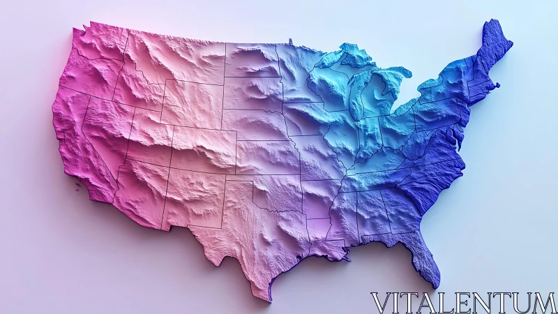 Color-washed USA relief map celebrates diverse landforms