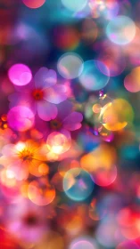 Petals drift through neon bokeh as twilight quietly hums