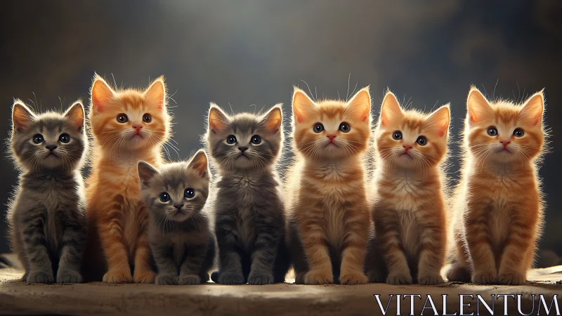Eight Kittens Backlit in Golden Hour Glow.