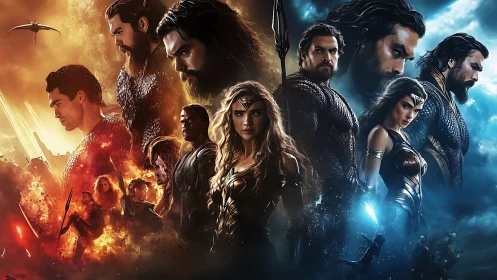 Dual-toned heroic ensemble divides fire and ocean realms