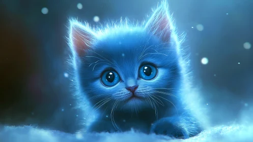 Luminescent Kitten: Glowing Guardian in Ethereal Frost.