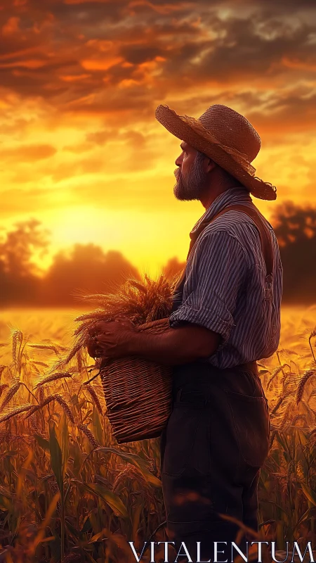 Agrarian profile under volumetric sunset illumination fields.