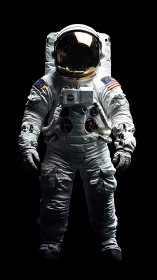 Solitary astronaut stands in stark light against deep void