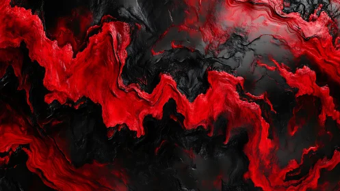 Red and black fluid abstract pattern with layered texture.