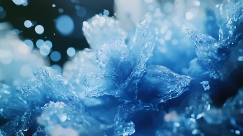 Close-up view of vivid blue crystalline ice structures.