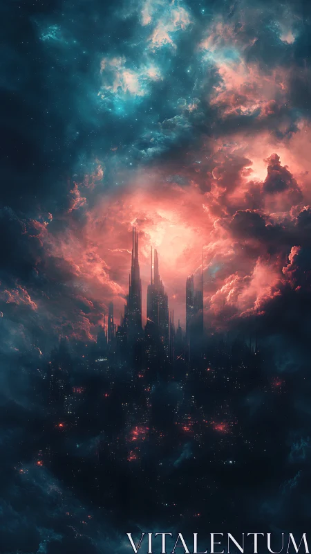Nebula-lit spires carve a twilight citadel from stardust