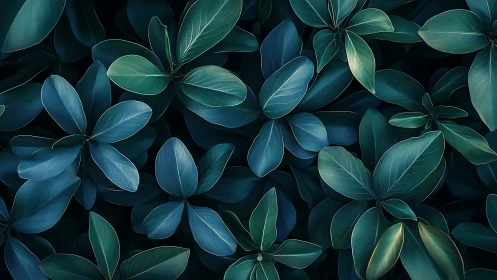 Dense arrangement of overlapping blue-green foliage fills frame