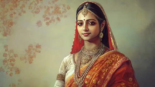 Digital portrait depicts woman in traditional Indian attire