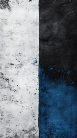 Vertical triptych of distressed white, black, cobalt blue planes