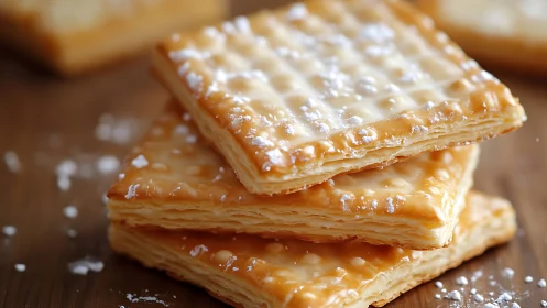 Buttery puff pastry crackers stacked for cozy snack moments.