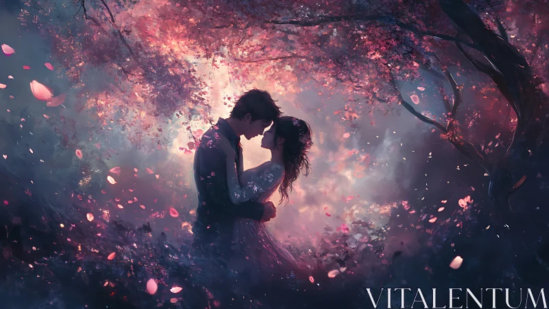 Luminescent Cherry Blossom Embrace: Digital Rendering Analysis.