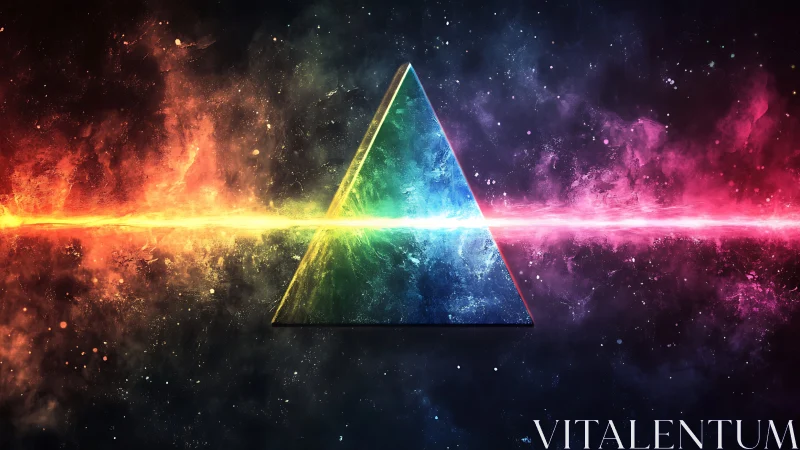 Prismatic triangle splitting spectrum in cosmic backdrop.