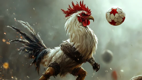 Warrior Rooster with Football Battle Arena.