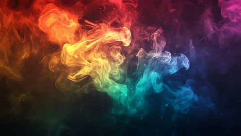 Volumetric rainbow smoke plumes form a dynamic chromatic spectrum