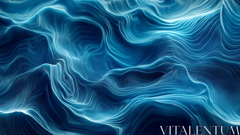 Layered blue topographic wave-like digital surface study.