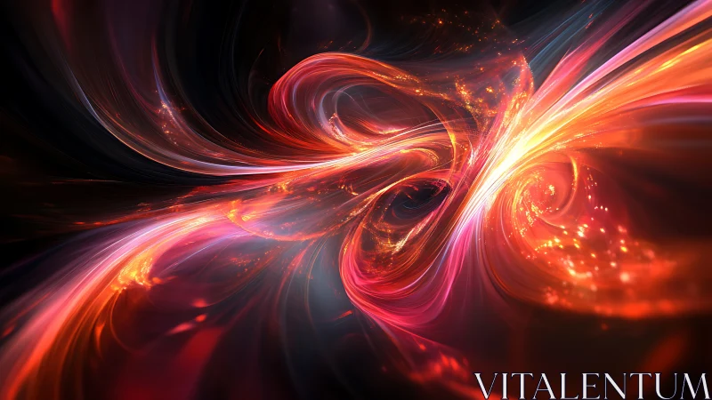 Abstract swirling light streams in dark digital space.