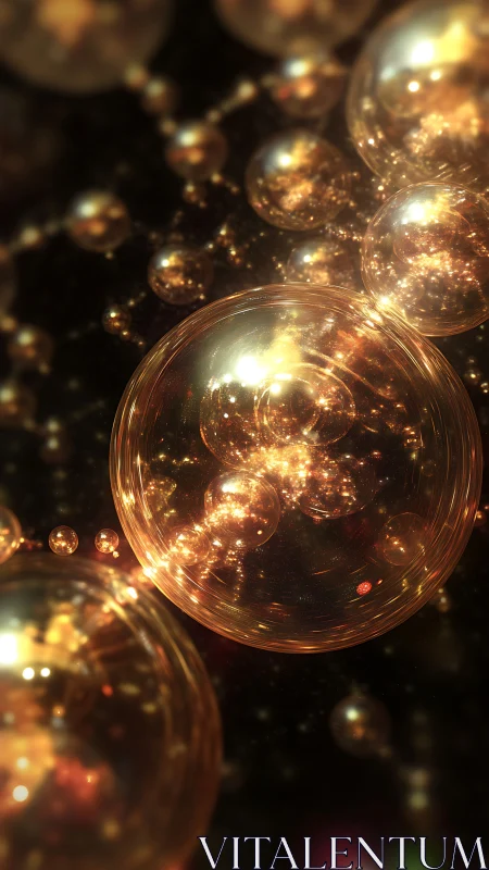 Golden starlit bubbles drifting through a velvet cosmos.