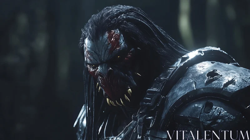 Armored demonic warrior rendered in cinematic 3D lighting