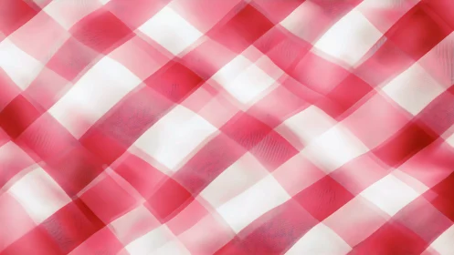 Gingham textile wave pattern in red and white check design.