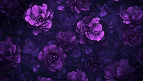 Purple Floral Composition with Layered Petals and Dark Background.
