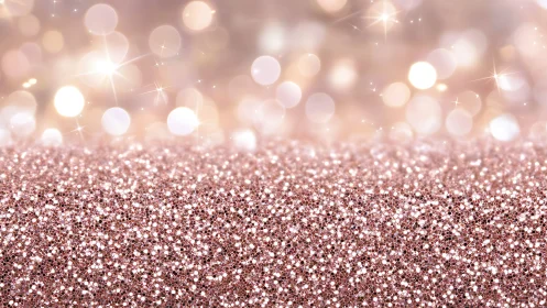 Rose gold glitter ground with bokeh highlight background.