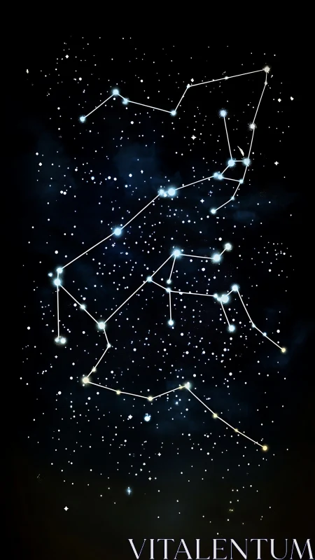 Stellar constellations rendered as luminous network lines
