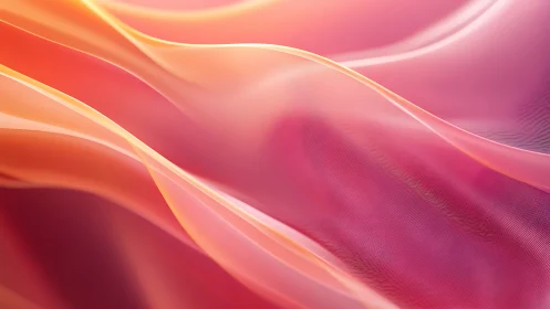 Luminous pink and orange waves flow in a serene abstract field