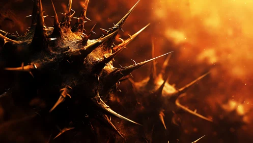 Solar Thorns Adrift In Ember-Soaked Cosmic Fog.