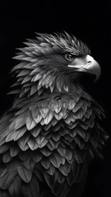 Majestic eagle portrait in dramatic monochrome detail.