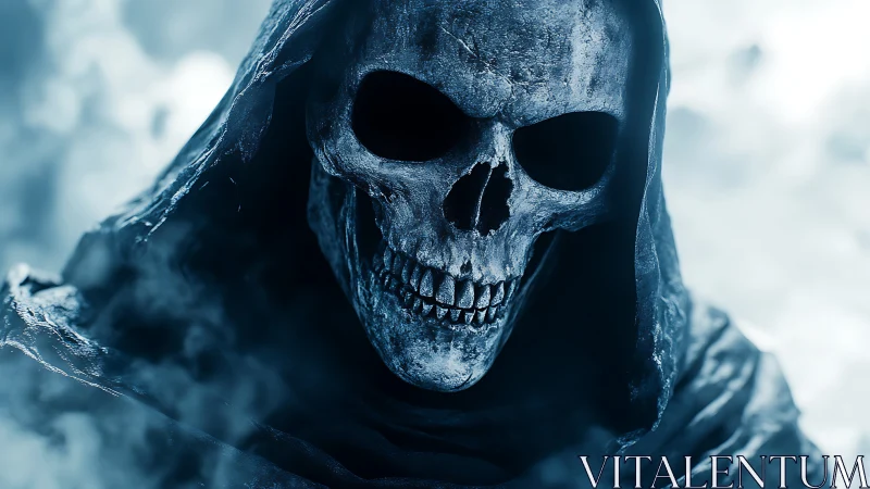 Cryogenic shrouded skull entity in volumetric mist field.