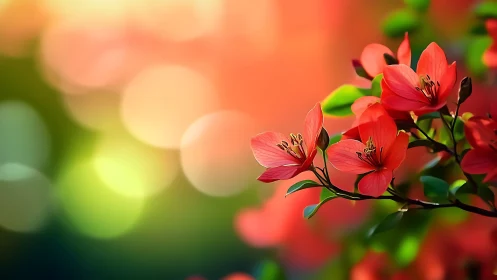 Red Flowers with Soft Bokeh Background.