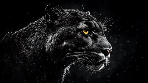 Black Panther Portrait with Golden Eyes.