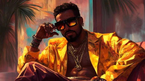 Sunlit swagger king in molten gold resort cool.