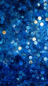 Blue circular abstract composition forms dense layered field