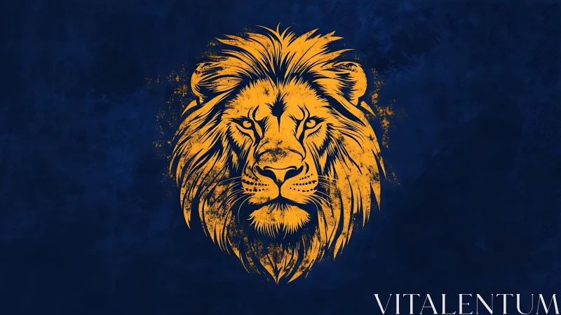 Golden lion blaze on deep midnight blue battlefield sky.