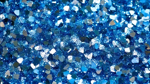 Tidal shimmer of blue glitter hearts in sparkling closeup.