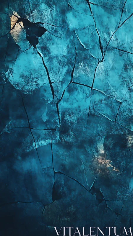 Cracked blue textured surface shows fractured abstract pattern