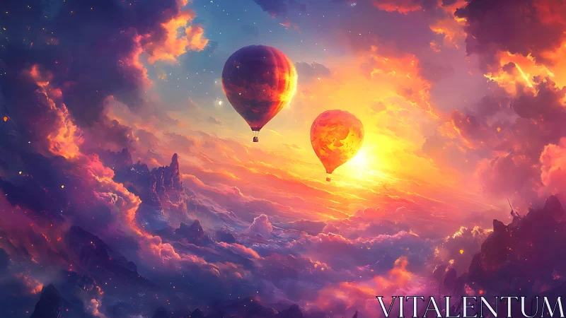 Sunset balloons drifting through a dream painted sky.
