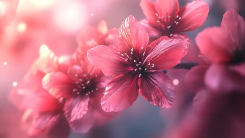 Radiant Pink Flowers Bloom in Soft Dreamy Light