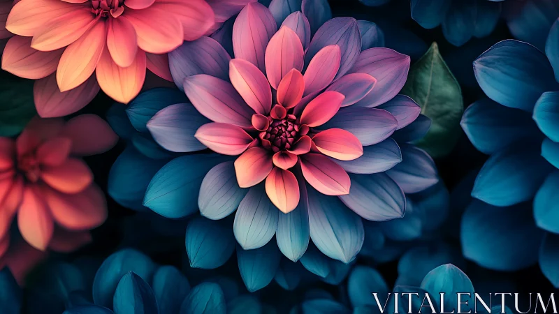 Vibrant Pink Dahlia Blooming in Neon Darkness