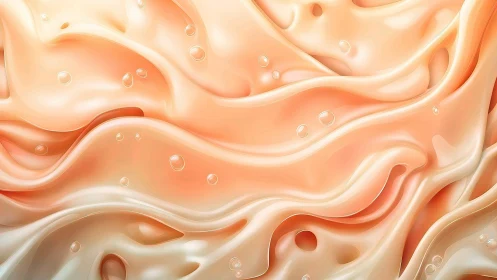 Viscous peach microfluidic waves with refractive droplets.