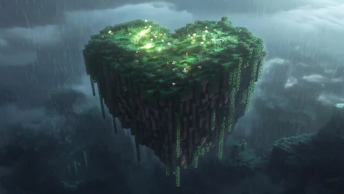 Floating Island Paradise Suspended Above Clouds.