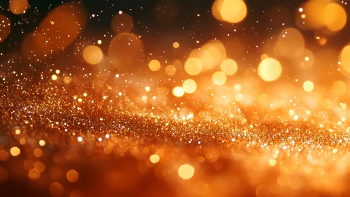 Golden glitter bokeh field with radiant festive highlights.