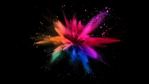 Color dust erupts like a tiny nebula frozen in midnight space