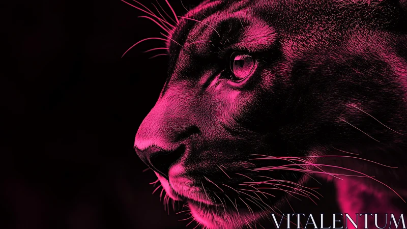 Neon Predator: Magenta Wildcat in Shadow.