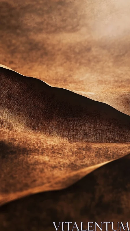 Macro closeup of sunlit copper textile folds and grain detail.