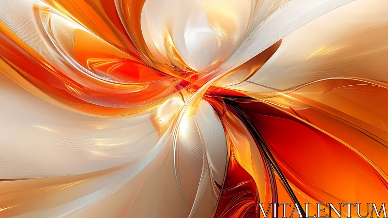 Radiant orange energy ribbons converge in dynamic 3D space