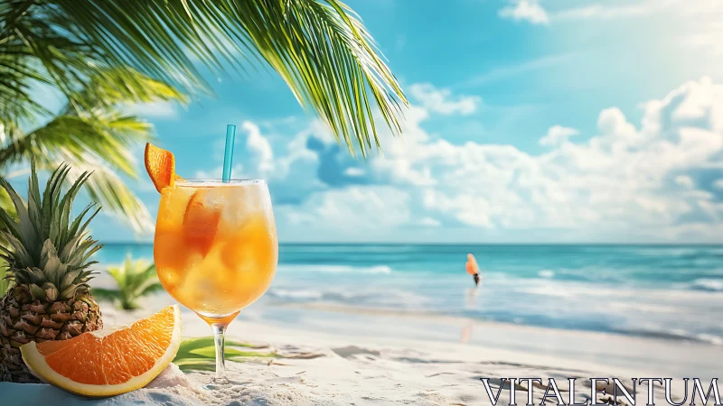 Tropical Beach Cocktail with Ocean View.